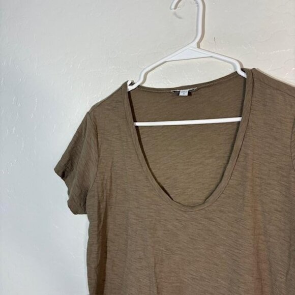 James Perse Shirt Womens Large Brown V Neck Short Sleeve Modal Blend WSVH3182CU - Picture 2 of 7
